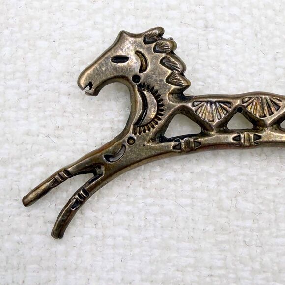 Vintage Sterling Silver Horse Brooch Pin Signed AJW Arrow Southwestern Artisan - Picture 2 of 10